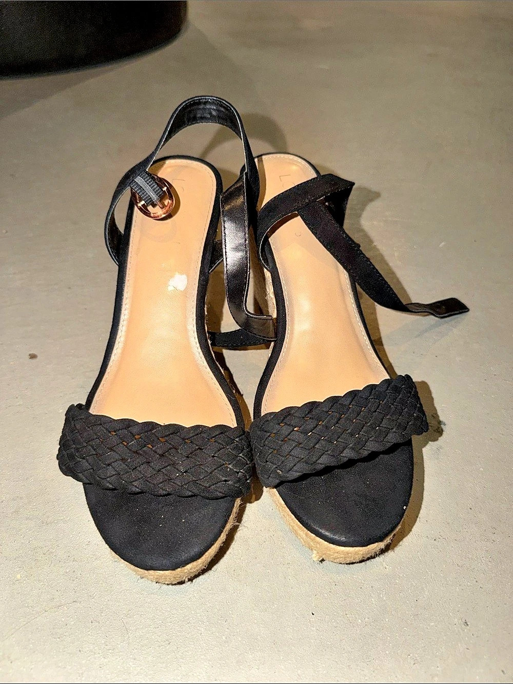 LC Lauren Conrad Black Espadrille Wedges.